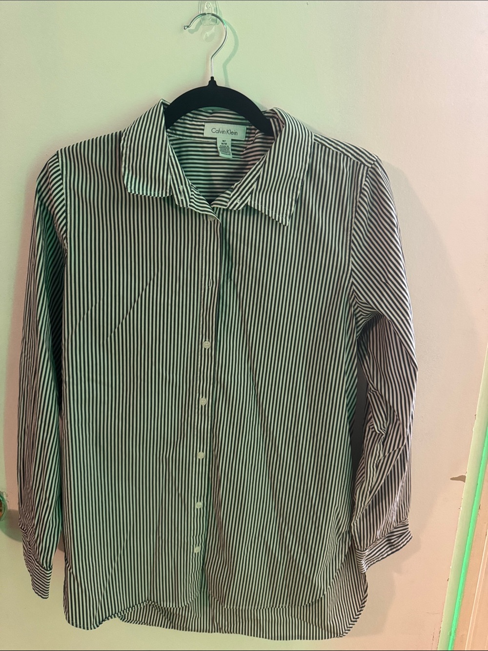 Calvin Klein Black & White Striped Button-Up Shirt